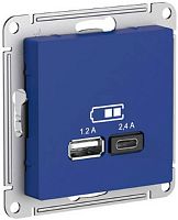 Розетка USB тип A+С без рамки Systeme Electric AtlasDesign 2-м. 2400мА аквамарин картинка